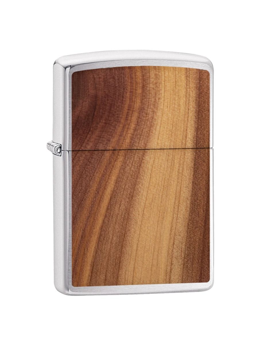 Zippo Brushed Chrome Cedar Emblem Attached
