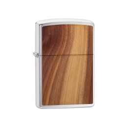 Zippo Brushed Chrome Cedar Emblem Attached